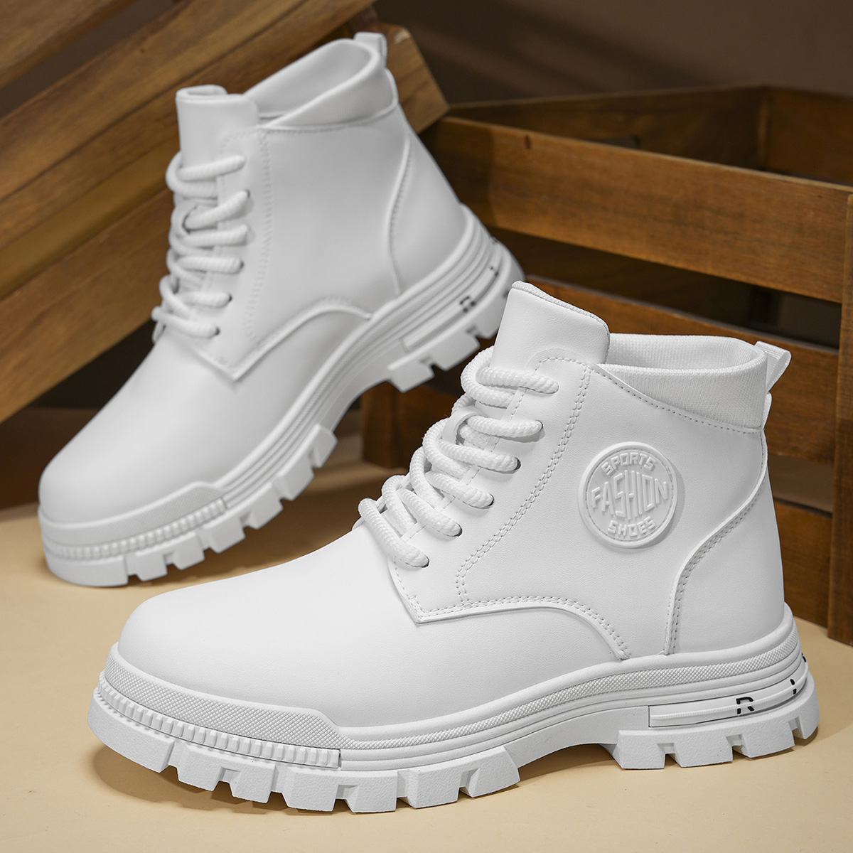 Men'S Fashion Online - 남성용 패셔너블한 사계절용 흰색 오토바이 부츠