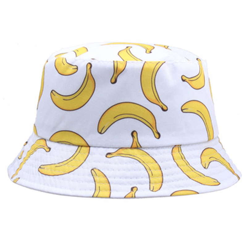 Mens Fashion Bucket Hat - 여름 봄 얇은 그늘 바나나 인쇄