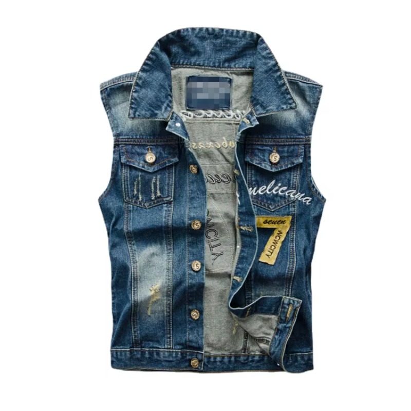 Men'S Fashion Vest With Jeans - 남성용 슬림 데님 조끼, 블루 핏