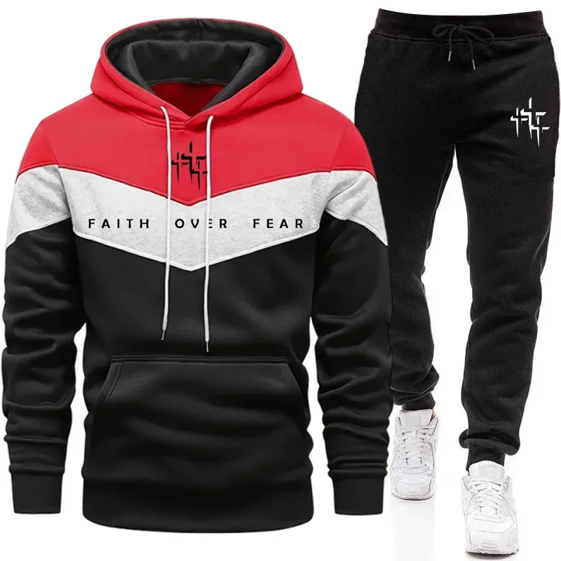 Jogger Sweatpants Men - Faith Over Fear 남성용 트레이닝복 세트: