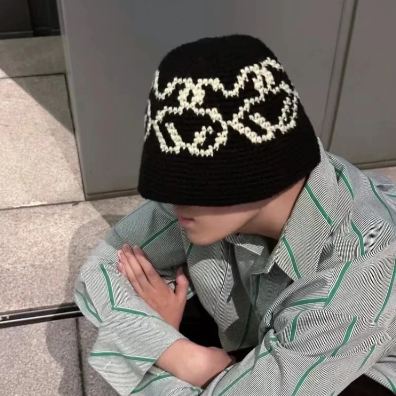 Mens Fashion Bucket Hat - 손으로 짠 크로셰 자카드 버킷햇 남녀공용