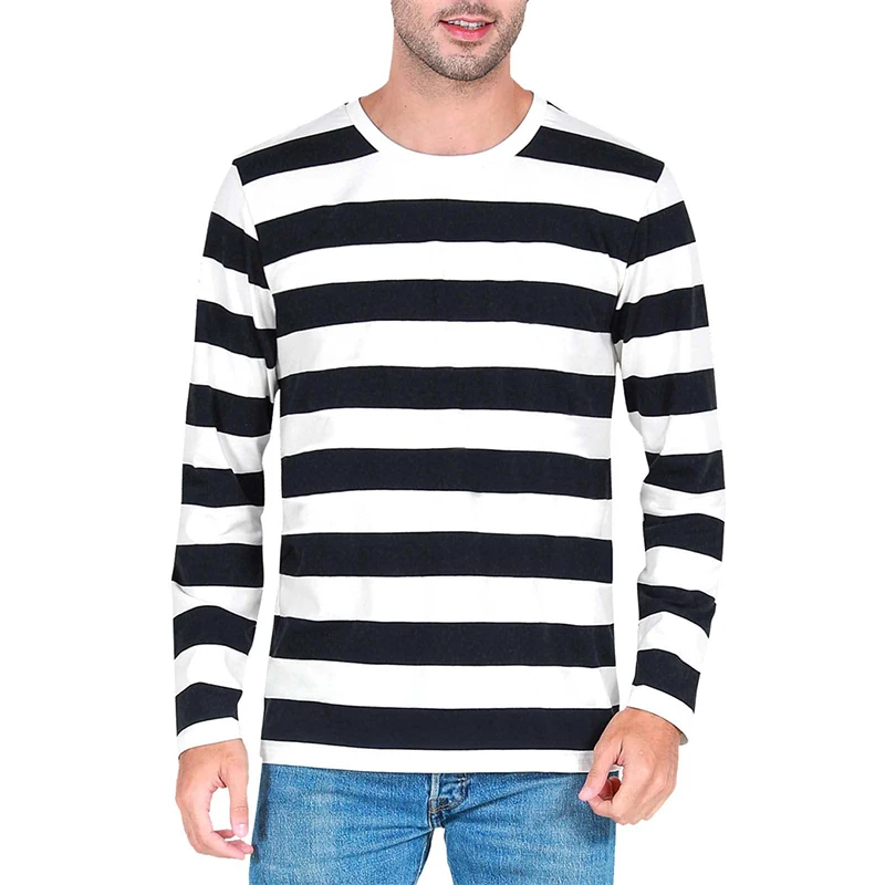 Mens Fashion Casual Outfits - 대비되는 스트라이프 패턴의 3D 프린트 남성용