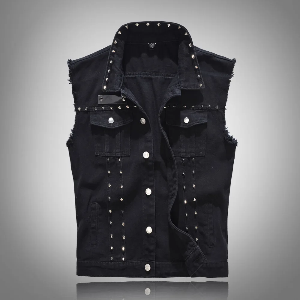 Men'S Fashion Vest With Jeans - 2026 봄 패션 남성 리벳 데님