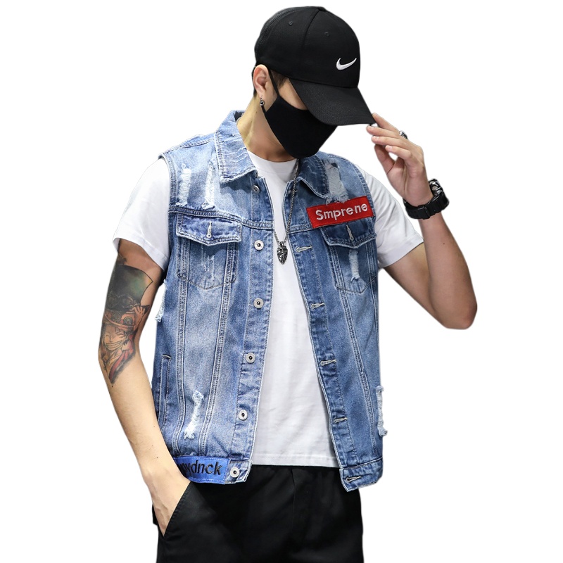 Men'S Fashion Vest With Jeans - 새로운 패션 남자 블루 데님 조끼