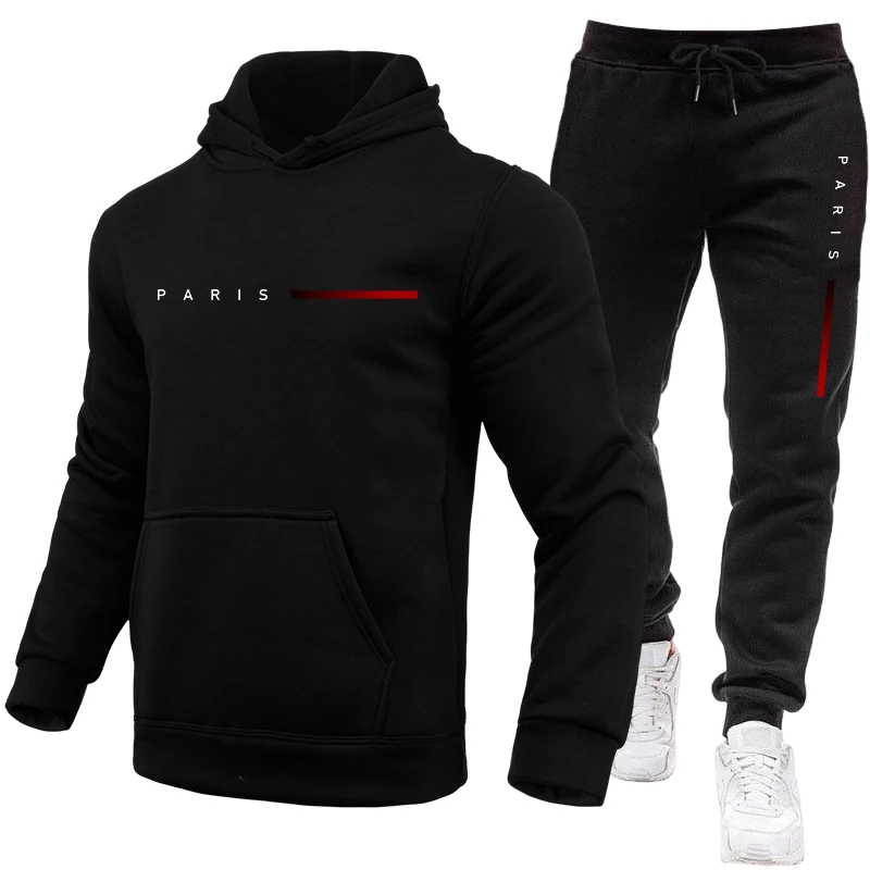Paris Men'S Fashion - 후드 스웨트셔츠와 스웨트팬츠 야외 스포츠 조깅복