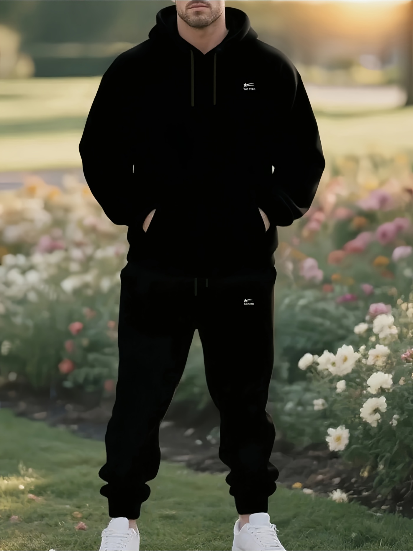Jogger Sweatpants Men - 2026 남성용 2피스 트랙수트 블랙 후드