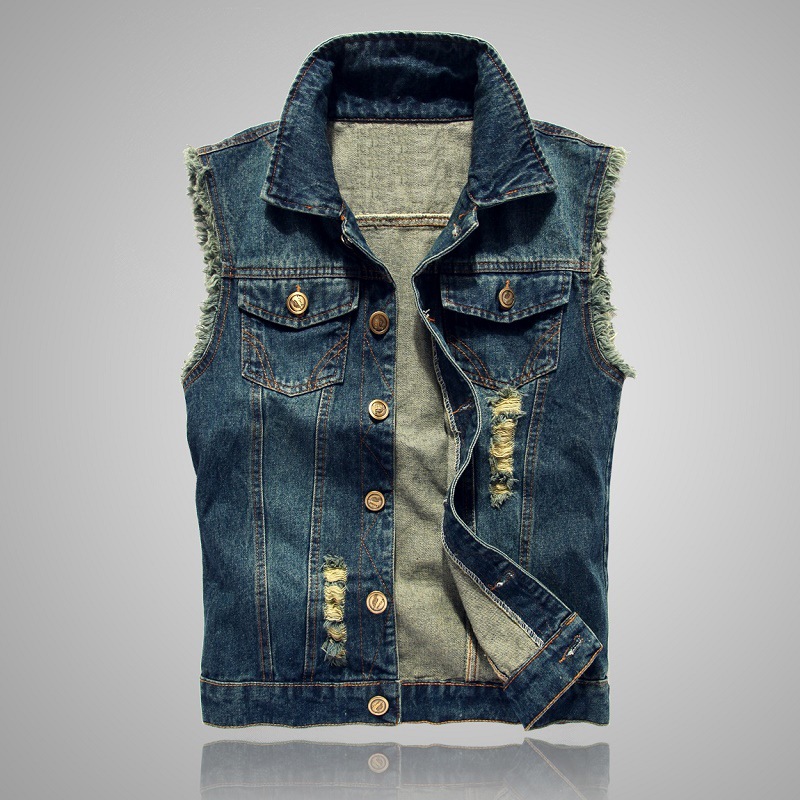 Men'S Fashion Vest With Jeans - 새로운 패션 남성 찢어진 데님 조끼