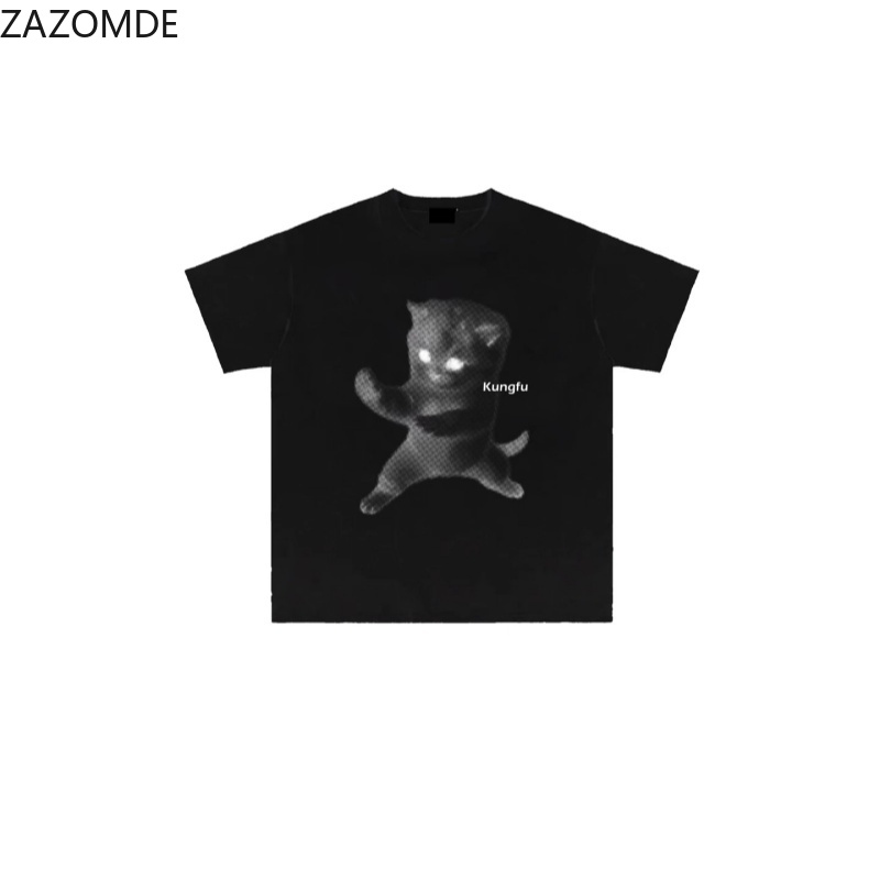Mens Fashion Style Images - ZAZOMDE Ins 트렌디한 슬로건 그래픽 티셔츠