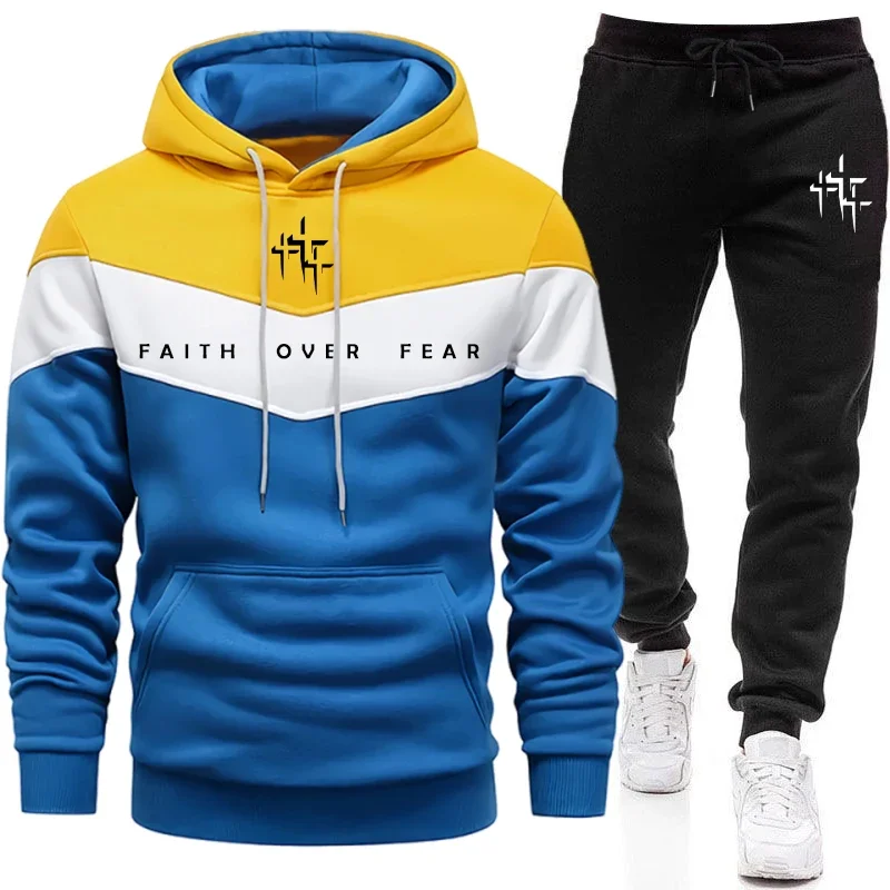 Faith Over Fear 남성용 트랙수트 후드 티셔 - Jogger Sweatpants Men 리뷰 및 가격