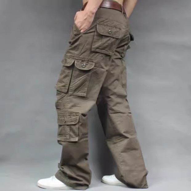 패션 캐주얼 카고 바지 남성용 멀티 포켓 카키색 바지  - Men'S Fashion Khaki Pants 리뷰 및 가격
