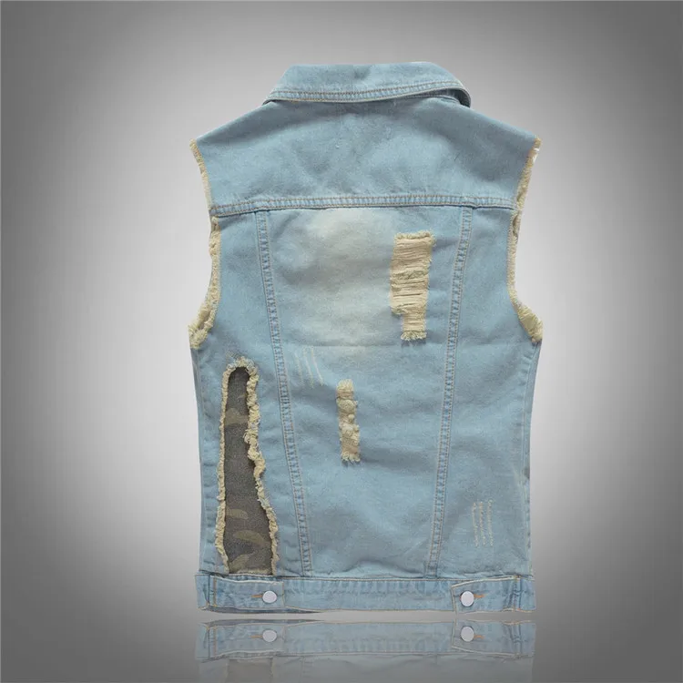 봄 가을 새로운 패션 남성 씻어 라이트 블루 Sleev - Men'S Fashion Vest With Jeans 리뷰 및 가격