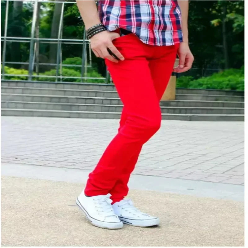 핫 패션 여름 솔리드 코튼 청바지 남성 레드 청소년 팬 - Men'S Fashion Vest With Jeans 리뷰 및 가격