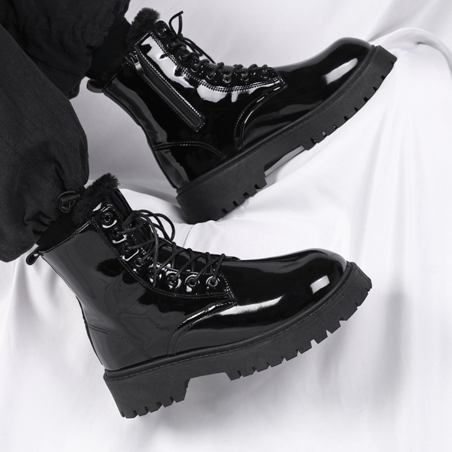 남성용 따뜻한 플러시 하이탑 부츠 겨울용 소프트솔 논슬 - Men'S Fashion Online 리뷰 및 가격