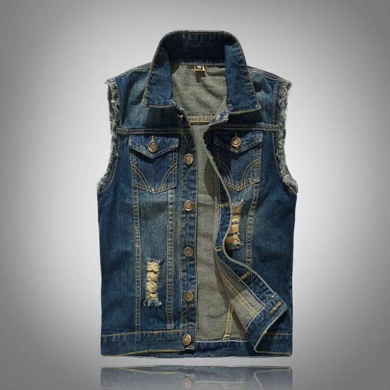 남성용 슬림 데님 조끼, 블루 핏 데님 코트, 패션 조 - Men'S Fashion Vest With Jeans 리뷰 및 가격