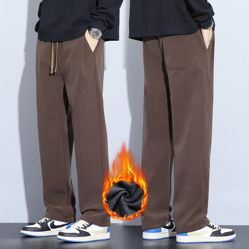 커피 카키 블랙 그레이 루즈 캐주얼 바지 남성 겨울 양 - Men'S Fashion Khaki Pants 리뷰 및 가격
