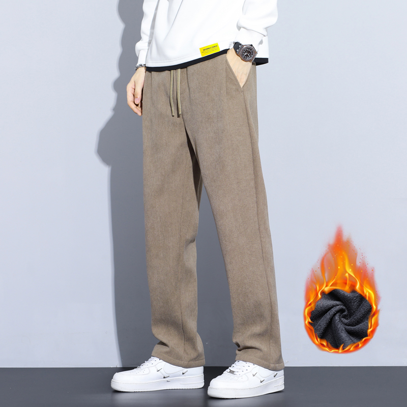 커피 카키 블랙 그레이 루즈 캐주얼 바지 남성 겨울 양 - Men'S Fashion Khaki Pants 리뷰 및 가격