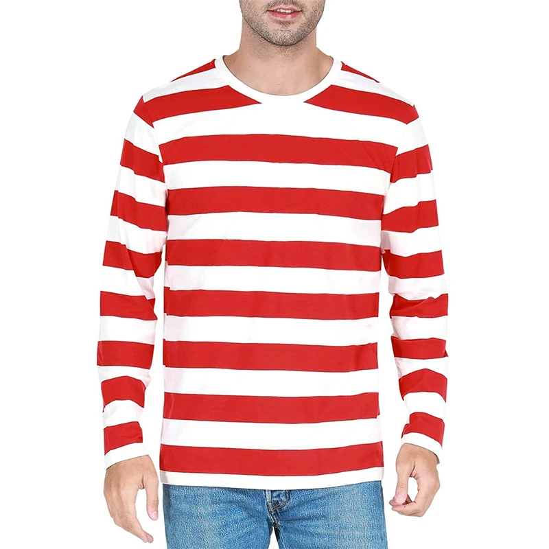 대비되는 스트라이프 패턴의 3D 프린트 남성용 긴팔 티 - Mens Fashion Casual Outfits 리뷰 및 가격