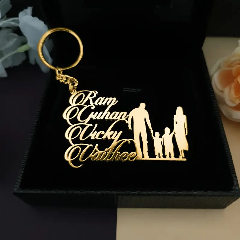 맞춤형 가족 이름 키체인, 스테인레스 스틸, 맞춤형 명 - Yellow Men'S Fashion 리뷰 및 가격