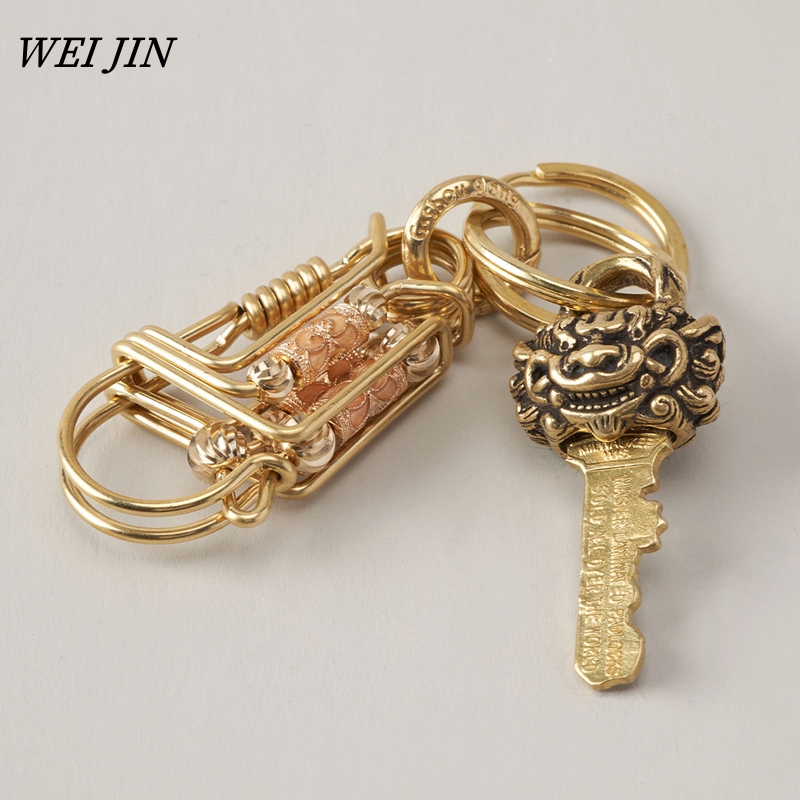 수제 황동 키 체인, 3 와이어 자동차 키 링, 각인  - Yellow Men'S Fashion 리뷰 및 가격