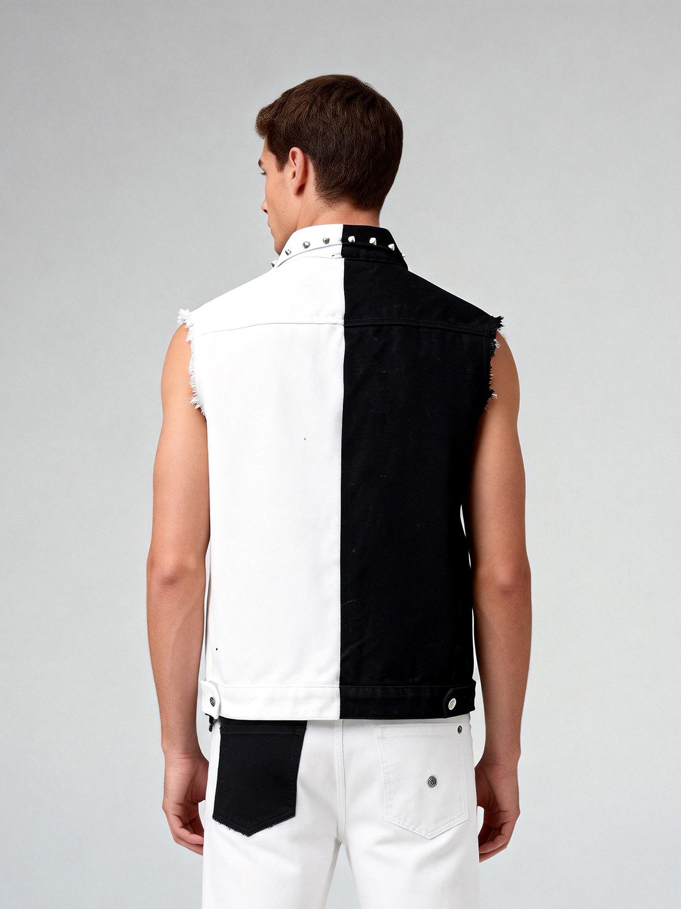남성용 펑크 스타일 리벳 장식 데님 조끼, 패션 하이  - Men'S Fashion Vest With Jeans 리뷰 및 가격