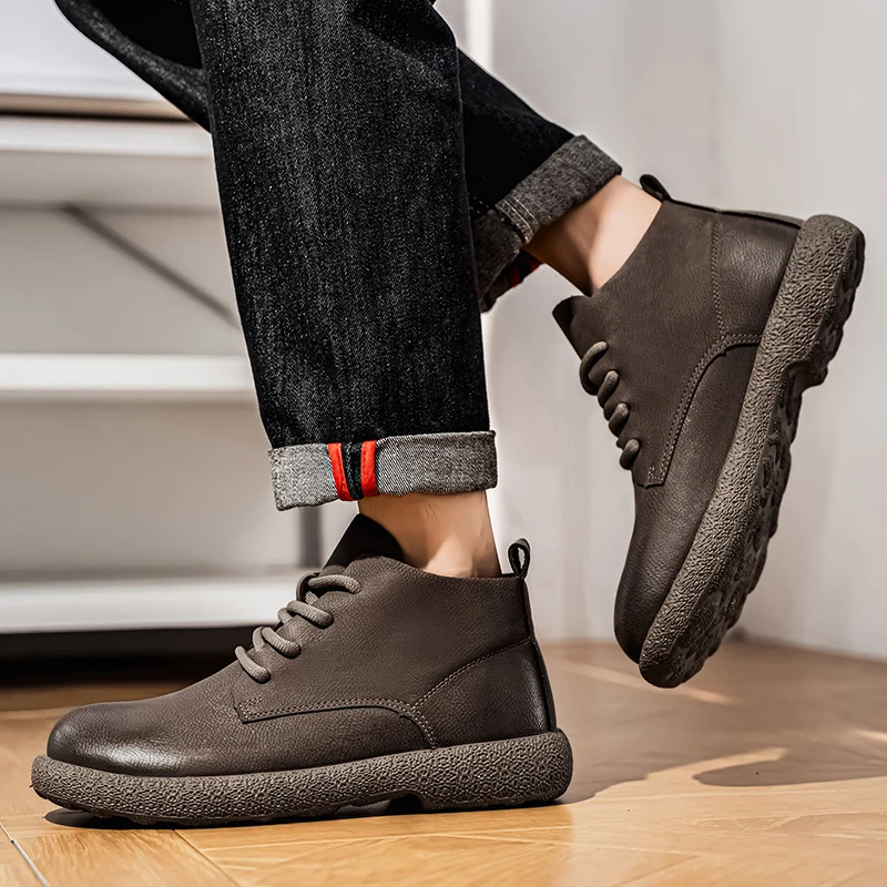 남성용 앵클 부츠 브라운 숏 부츠 럭셔리 신발 파일럿용 - Men'S Fashion Online 리뷰 및 가격