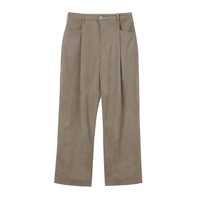 봄 남성용 다크 카키 솔리드 컬러 루즈 캐주얼 트렌디  - Men'S Fashion Khaki Pants 리뷰 및 가격