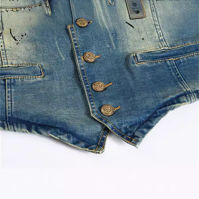 봄 가을 새로운 패션 남자 v-nevk 튀는 잉크 빈티 - Men'S Fashion Vest With Jeans 리뷰 및 가격
