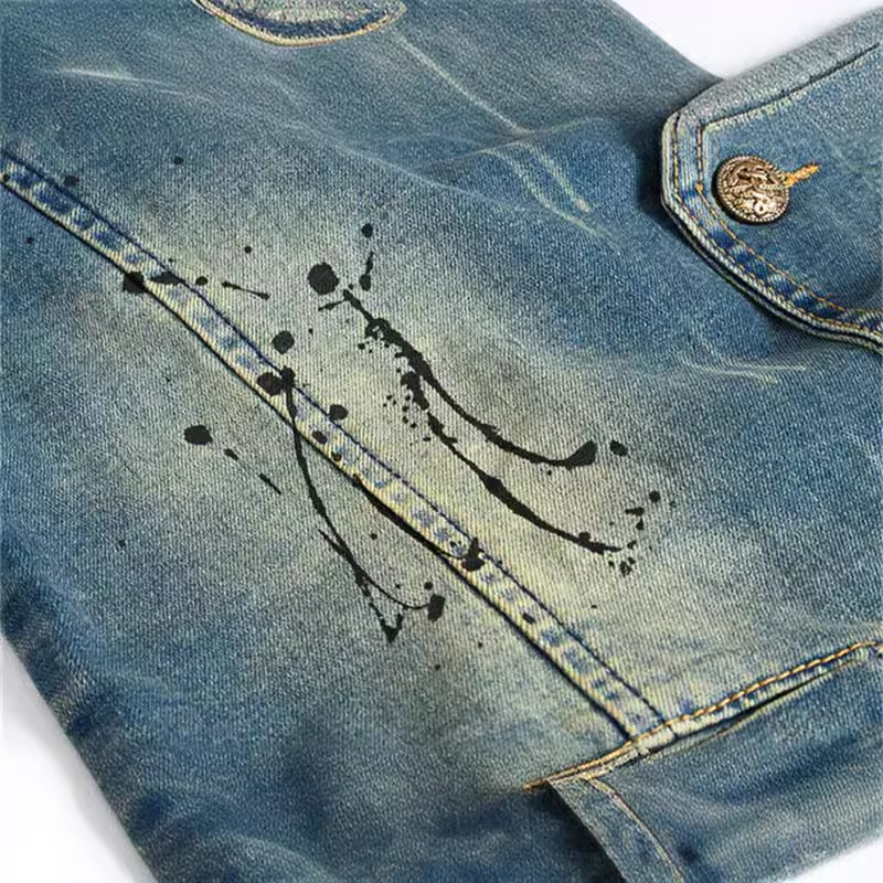 봄 가을 새로운 패션 남자 v-nevk 튀는 잉크 빈티 - Men'S Fashion Vest With Jeans 리뷰 및 가격