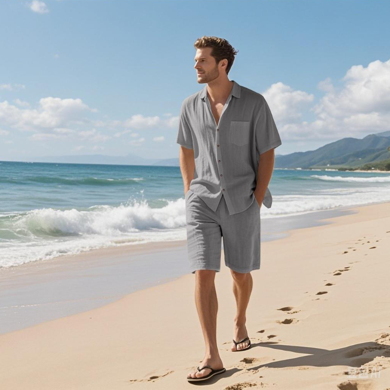 고급 남성 여름 반바지 세트 통기성 반팔 셔츠 캐주얼  - Mens Fashion Casual Outfits 리뷰 및 가격