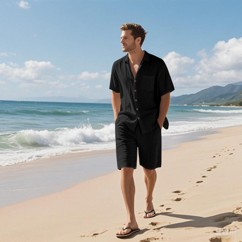 고급 남성 여름 반바지 세트 통기성 반팔 셔츠 캐주얼  - Mens Fashion Casual Outfits 리뷰 및 가격