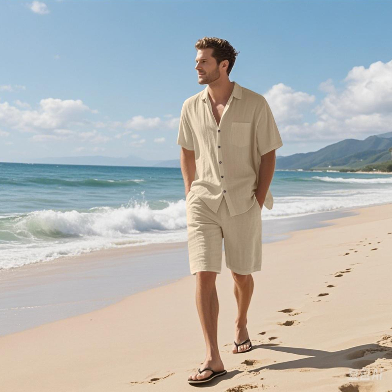 고급 남성 여름 반바지 세트 통기성 반팔 셔츠 캐주얼  - Mens Fashion Casual Outfits 리뷰 및 가격