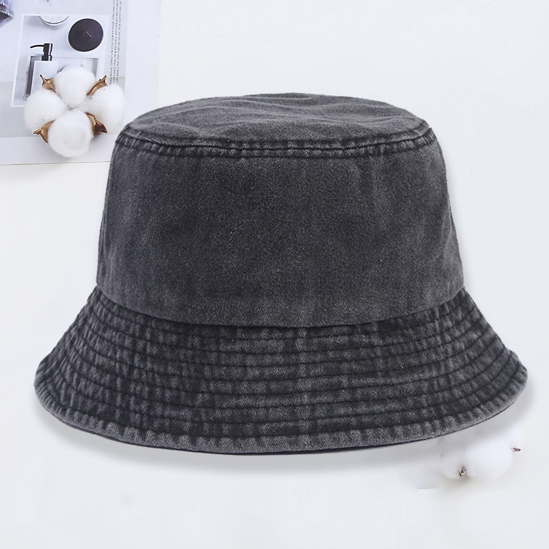 맞춤 로고가 새겨진 데님 버킷 햇, 워싱 처리된 데님  - Men'S Fashion Logo 리뷰 및 가격