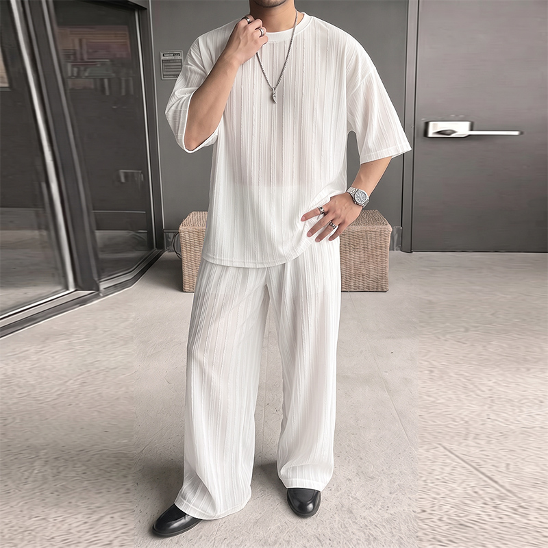 INCERUN 남성 세트 스트라이프 시스루 반팔 티셔츠 - Men'S Fashion Undershirt 리뷰 및 가격