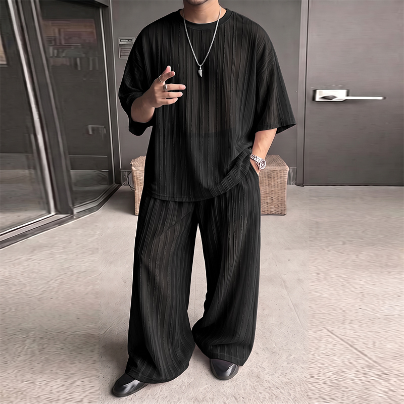 INCERUN 남성 세트 스트라이프 시스루 반팔 티셔츠 - Men'S Fashion Undershirt 리뷰 및 가격
