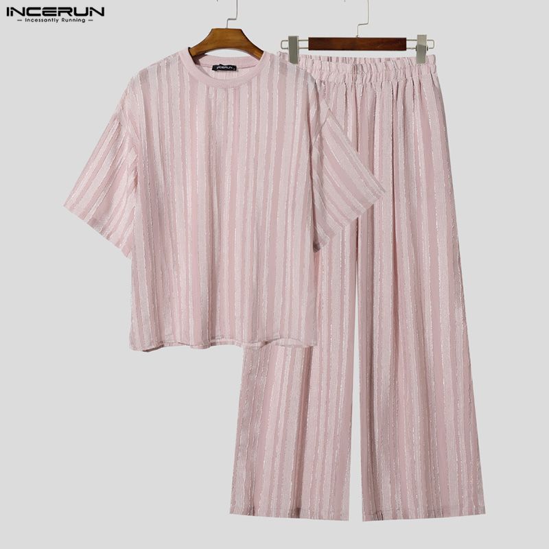 INCERUN 남성 세트 스트라이프 시스루 반팔 티셔츠 - Men'S Fashion Undershirt 리뷰 및 가격