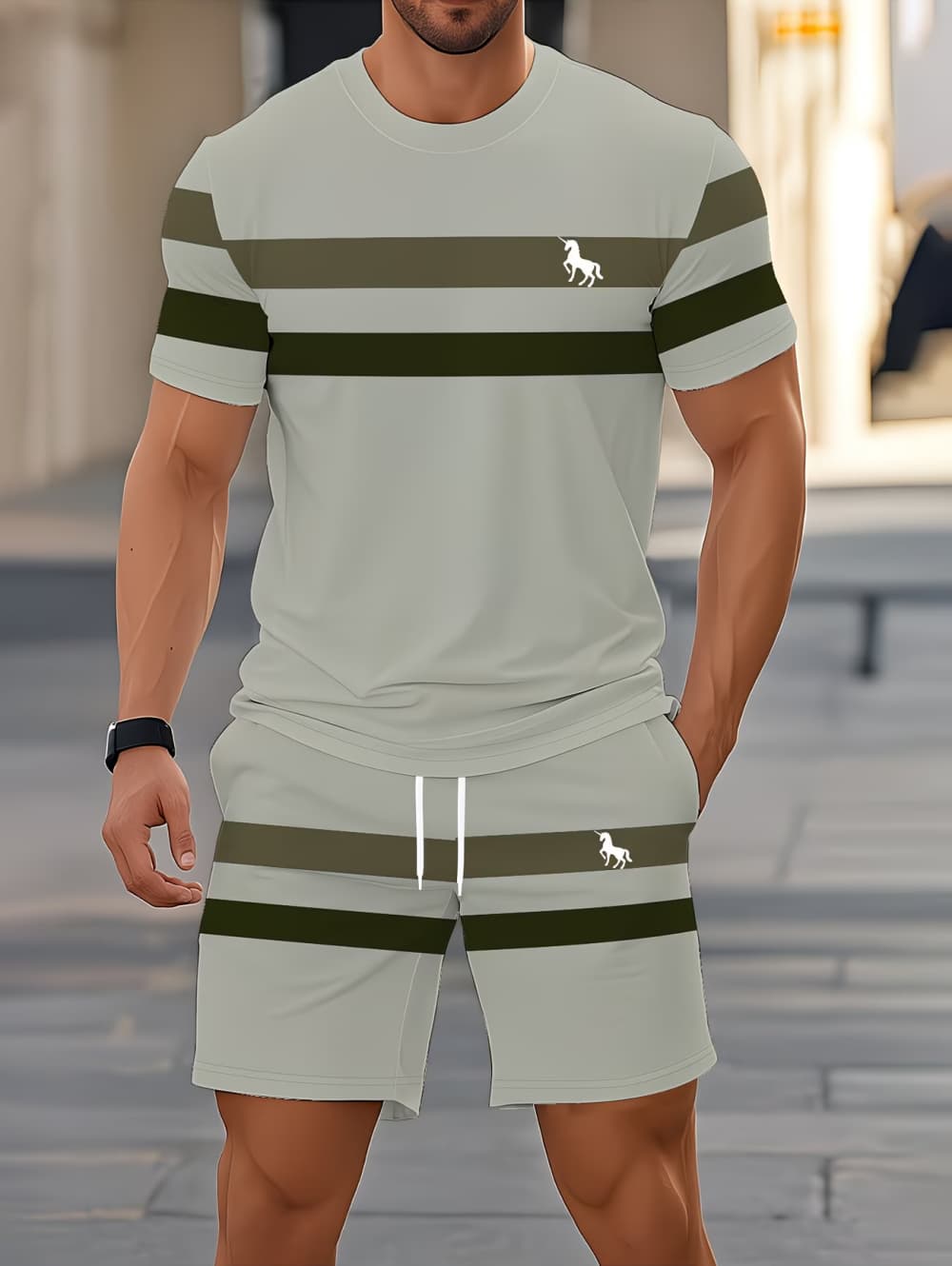 남성 여름 세트 재미있는 3D 스트라이프 프린트 반팔  - Men'S Fashion Undershirt 리뷰 및 가격