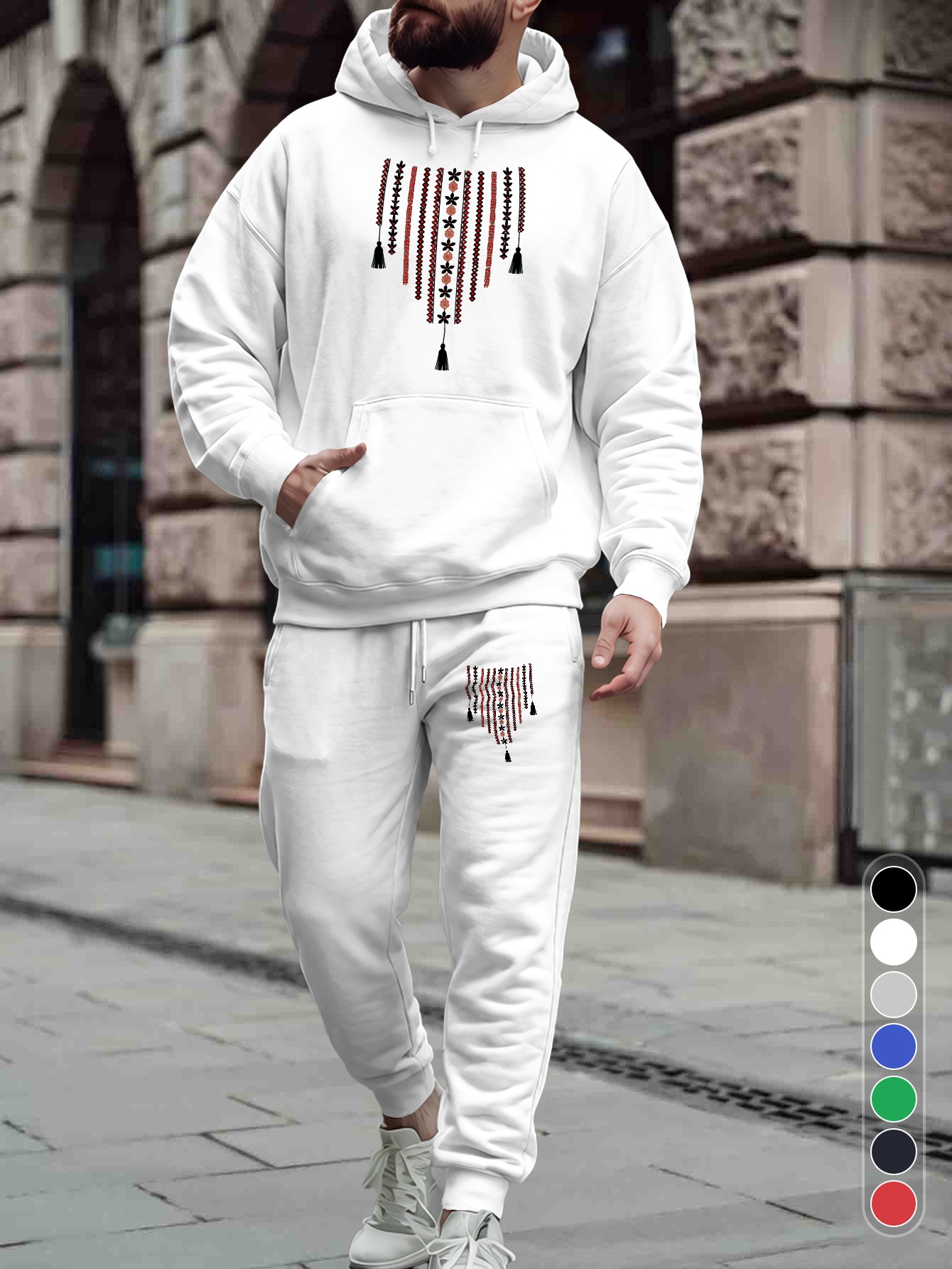 남성용 2피스 트랙수트 모던 기하학적 민속 패턴 후디  - Jogger Sweatpants Men 리뷰 및 가격