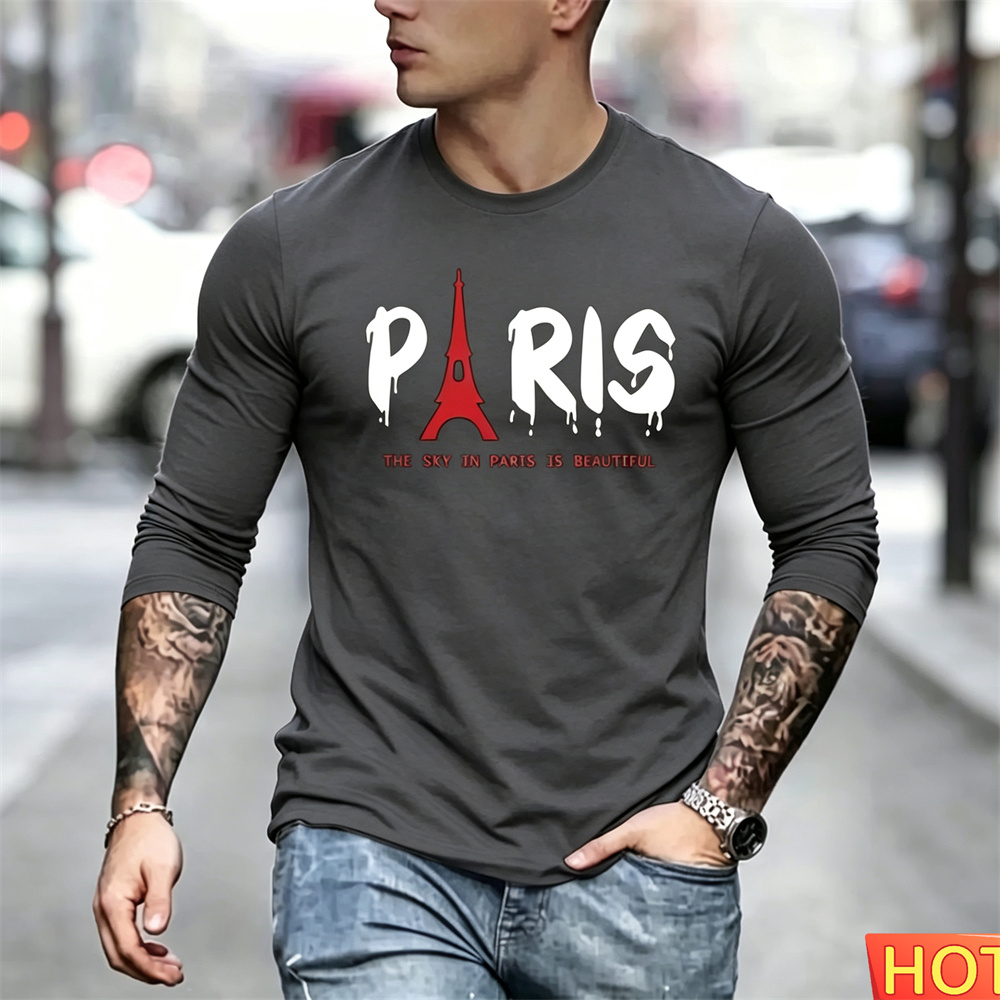 가을 남성용 긴팔 티셔츠 코튼 파리 남성용 y2k 티셔 - Paris Men'S Fashion 리뷰 및 가격