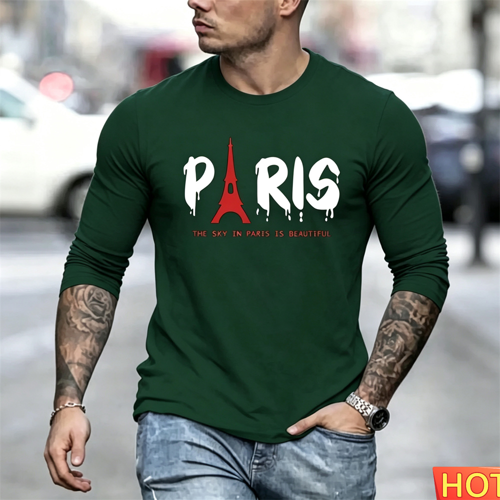 가을 남성용 긴팔 티셔츠 코튼 파리 남성용 y2k 티셔 - Paris Men'S Fashion 리뷰 및 가격