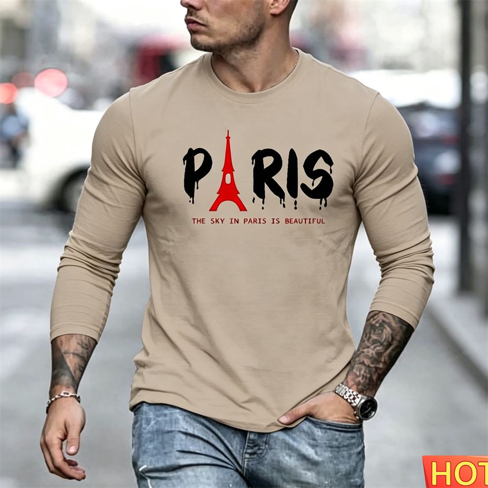 가을 남성용 긴팔 티셔츠 코튼 파리 남성용 y2k 티셔 - Paris Men'S Fashion 리뷰 및 가격