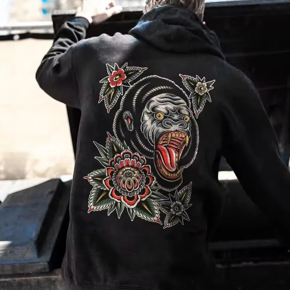 해골 열화상 그래픽 프린트 후디, 양털 면 후디, 힙합 - Mens Fashion Style Images 리뷰 및 가격