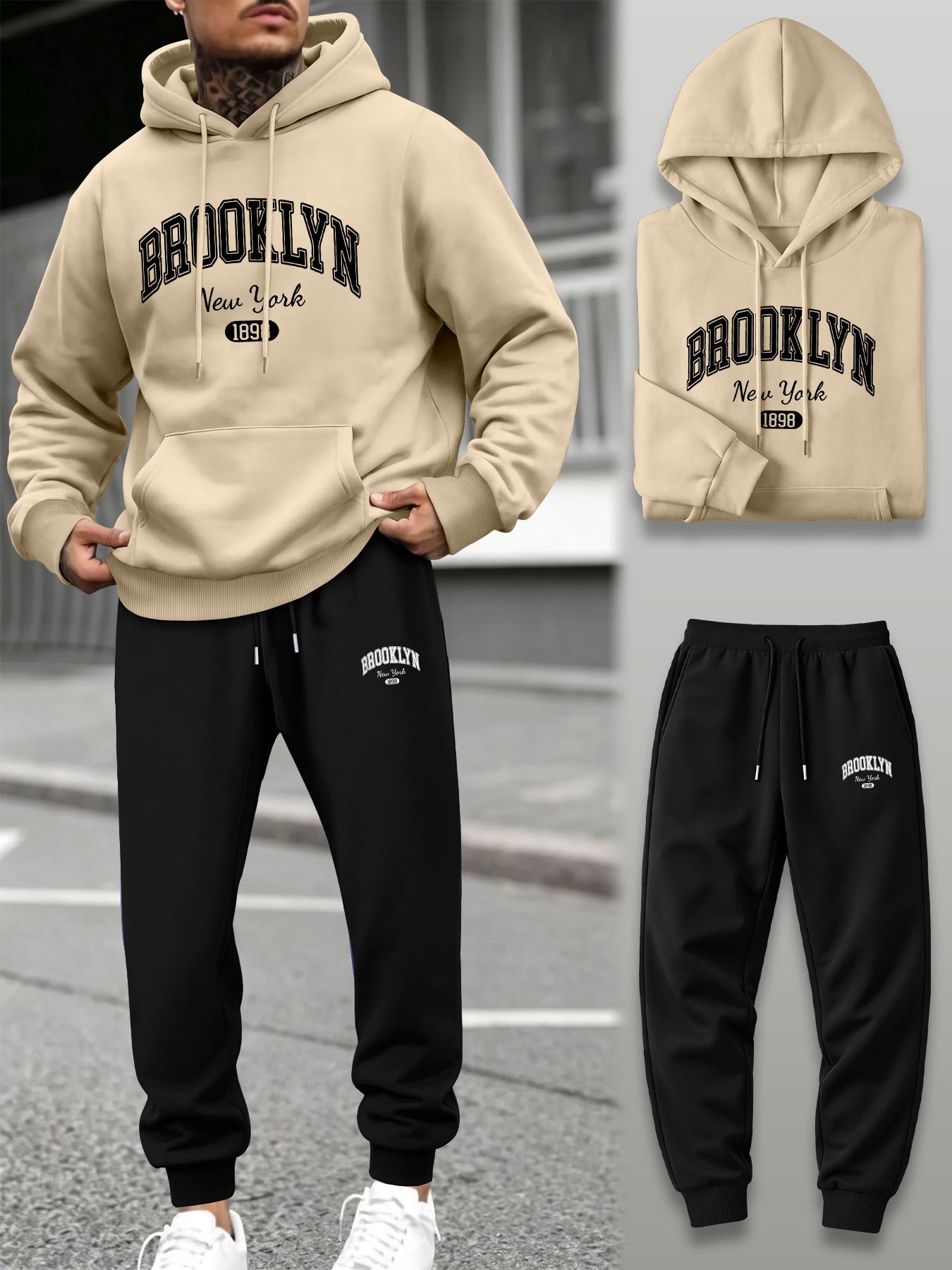 남성 2피스 트랙수트 후드 조거 팬츠 세트 루즈핏 스포 - Jogger Sweatpants Men 리뷰 및 가격
