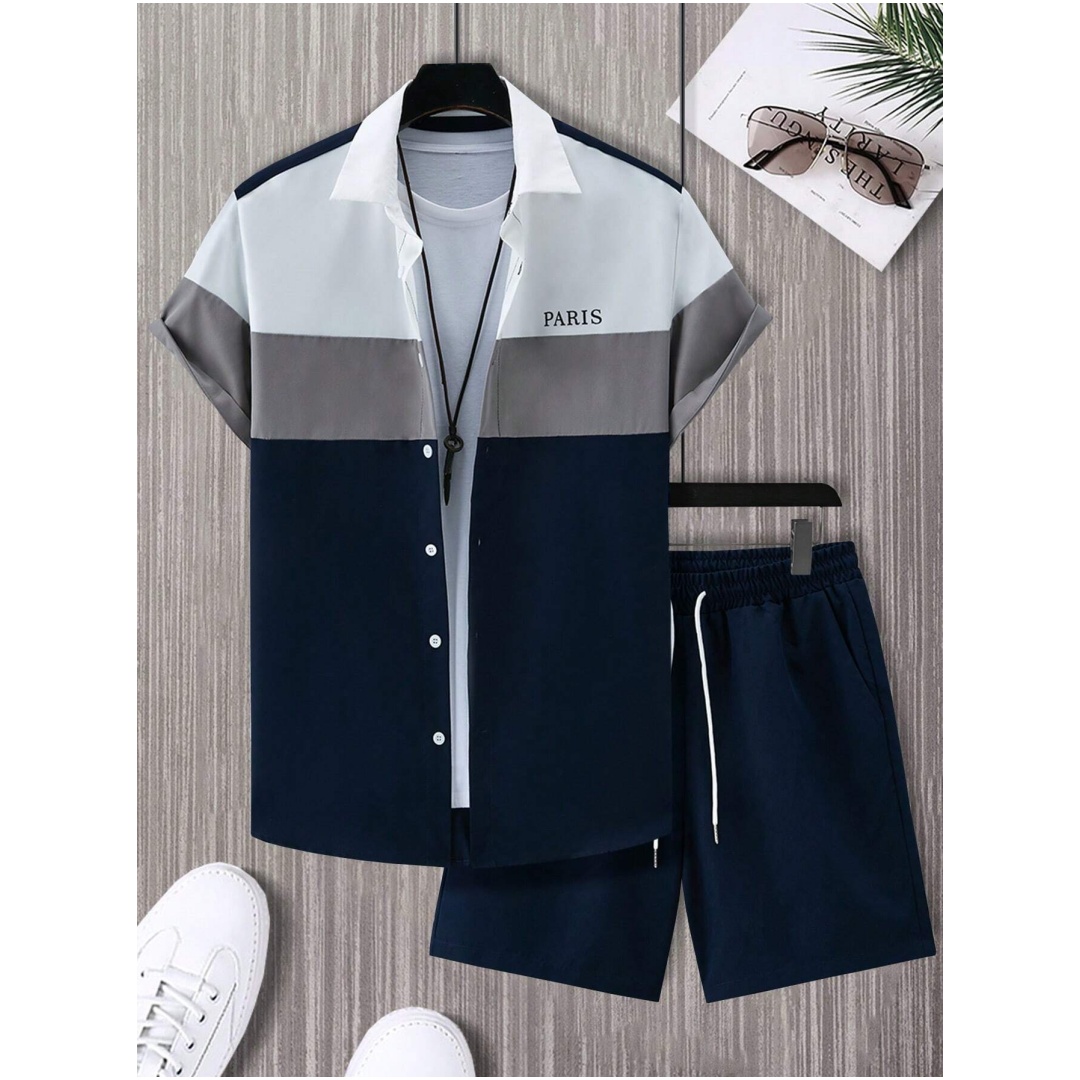 남성 패션 정장 블루 앤 화이트 패치워크 컬러 싱글 브 - Mens Fashion Style 리뷰 및 가격
