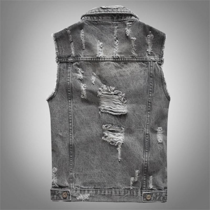새로운 패션 남성 레트로 그레이 데님 조끼 민소매 조끼 - Men'S Fashion Vest With Jeans 리뷰 및 가격