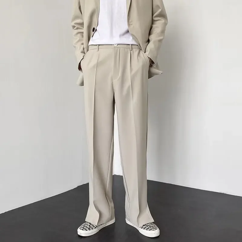 한국 패션 남성 스트레이트 배기 수트 팬츠 스플릿 디자 - Men'S Fashion Khaki Pants 리뷰 및 가격