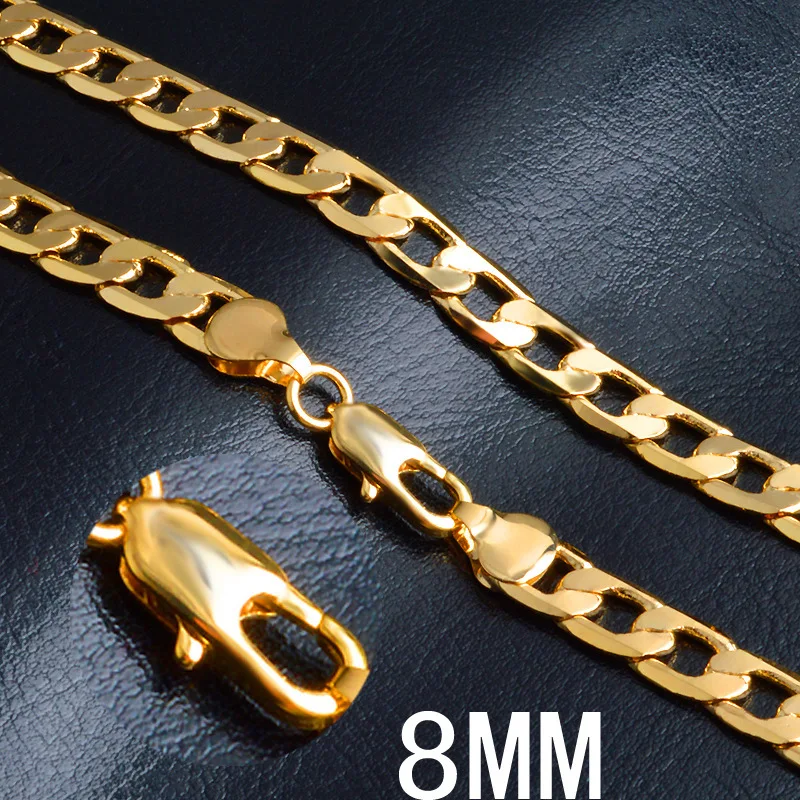 고귀한 18K 골드 참스 8MM 사이드웨이 체인 목걸이 - Yellow Men'S Fashion 리뷰 및 가격